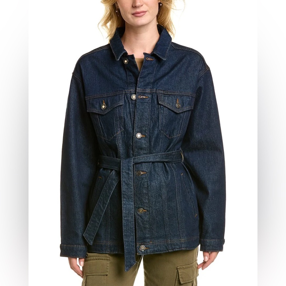 Favorite Daughter Dark Blue Denim Jean Jacket with Belt